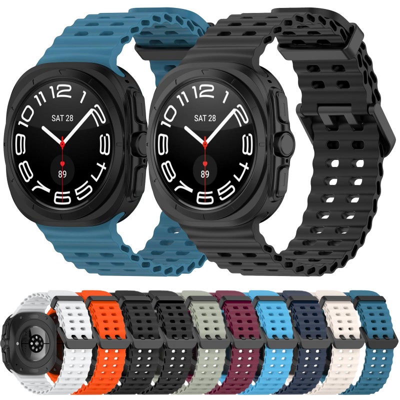 For Samsung Galaxy Watch Ultra 47Mm / Ultra 2025 Ocean Hole Dual Buckle Silicone Watch Band(Starlight) - Image 5